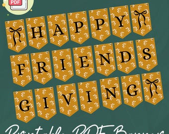 Banner imprimible de Friendsgiving, decoración para fiestas navideñas (descarga en PDF)