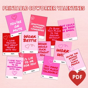 Druckbare PDF Coworker Valentinstag, DIGITALE DATEI, lustige sarkastische Valentinstage, lustige schwörende Valentinstage, lustige Arbeitsfreunde Valentinstage
