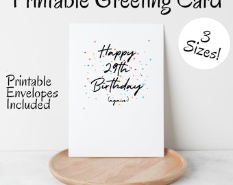 Happy 29th Birthday Again 30th Birthday Card Printable Card, DIGITAL PDF, Funny Birthday Card, Sarcastic Birthday Card