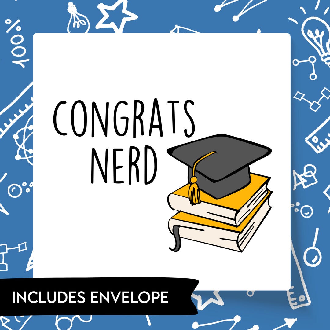 Congrats Nerd Printable PDF Card, Printable Graduation Card, PDF Gift ...