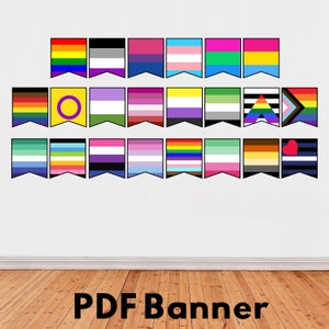 Pride Flags Printable PDF Pride Month Banner, Printable Pride Party Decor, Pride Decorations, Pride Month Sign, Pride Poster