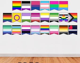 Bandiere dell'orgoglio stampabili in PDF, striscione del mese dell'orgoglio, decorazioni stampabili per feste dell'orgoglio, decorazioni dell'orgoglio, cartello del mese dell'orgoglio, poster dell'orgoglio