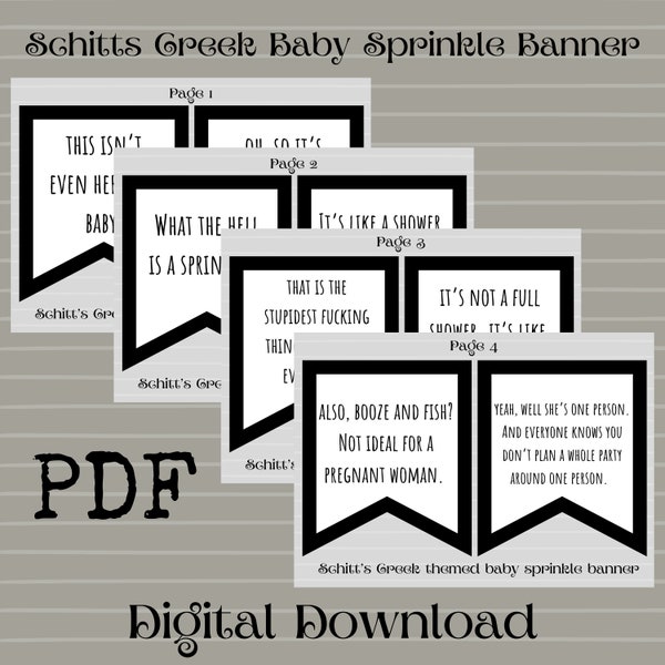 Baby Sprinkle Banner DIGITAL PDF FILE, David Rose,  Funny Baby Shower Decor, Baby Sprinkle Decor