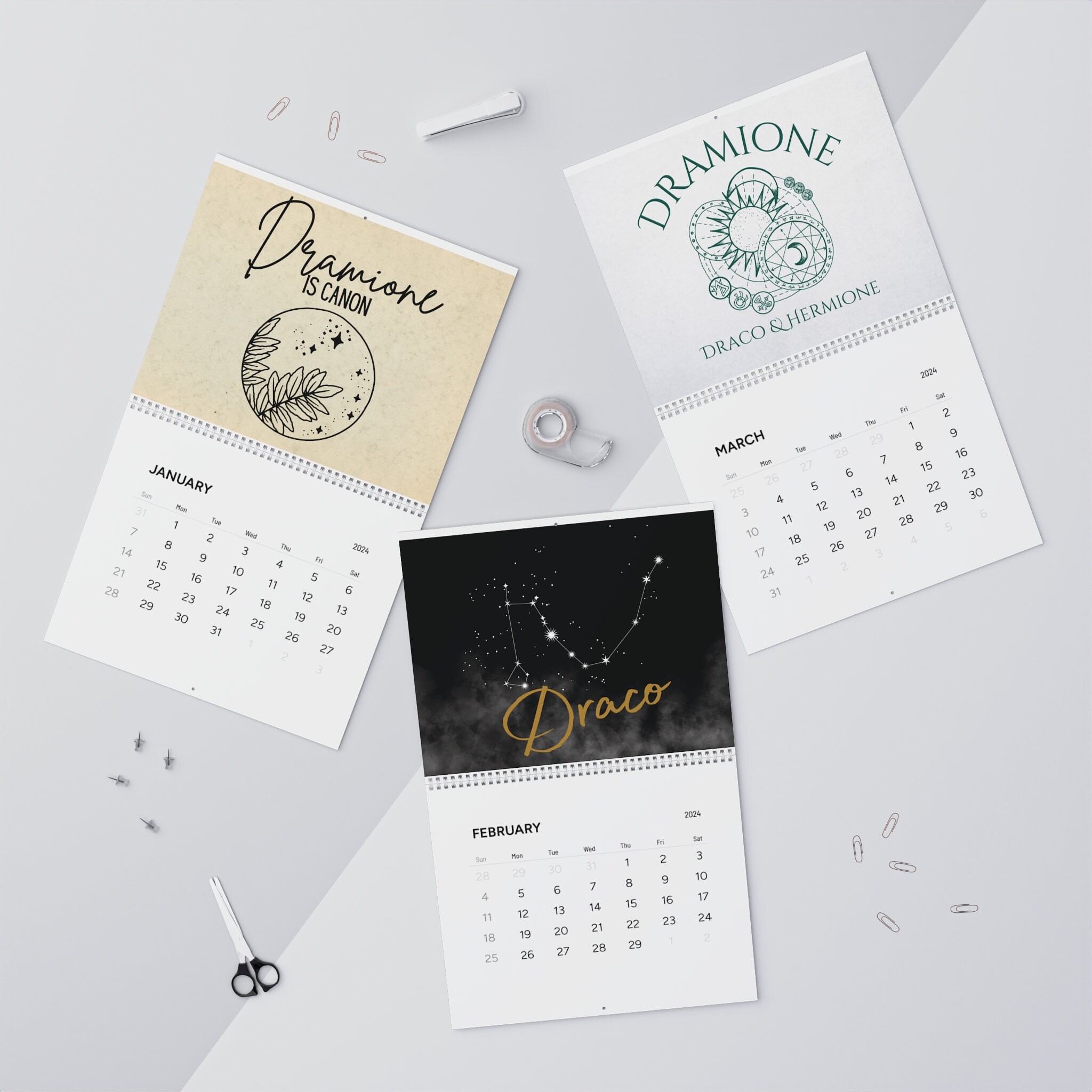 Dramione 2024 Wall Calendar, FREE SHIPPING, Draco Hermione Fanfiction