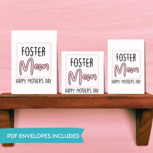 Cartão para impressão de mãe adotiva, três tamanhos, cartão de dia das mães em PDF para mãe adotiva, camiseta para mãe adotiva