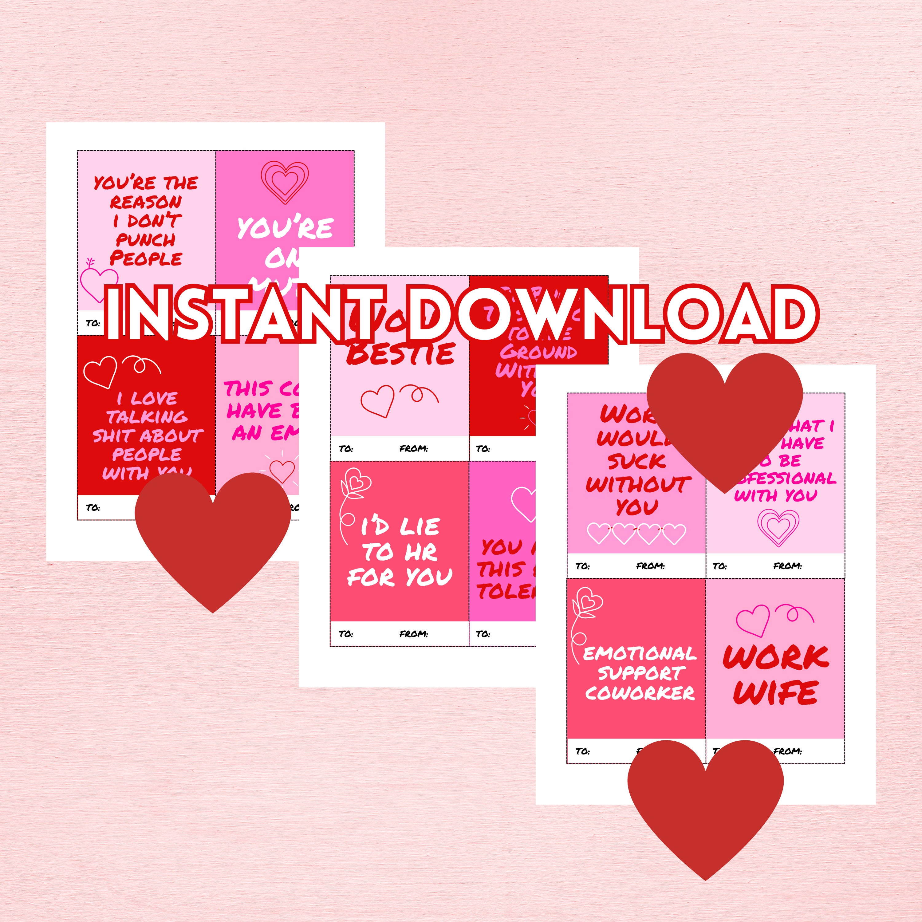 Printable PDF Coworker Valentines, DIGITAL FILE, Funny Sarcastic ...