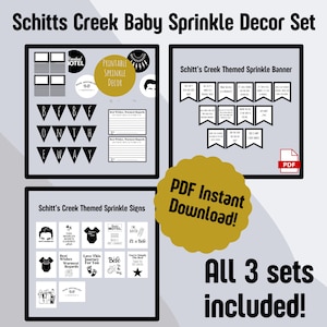 Baby Sprinkle Decor Set, DIGITAL PDF FILE, Banner,  Signs and Decor, Funny Shower Decor, Schitt Baby Sprinkle Decor