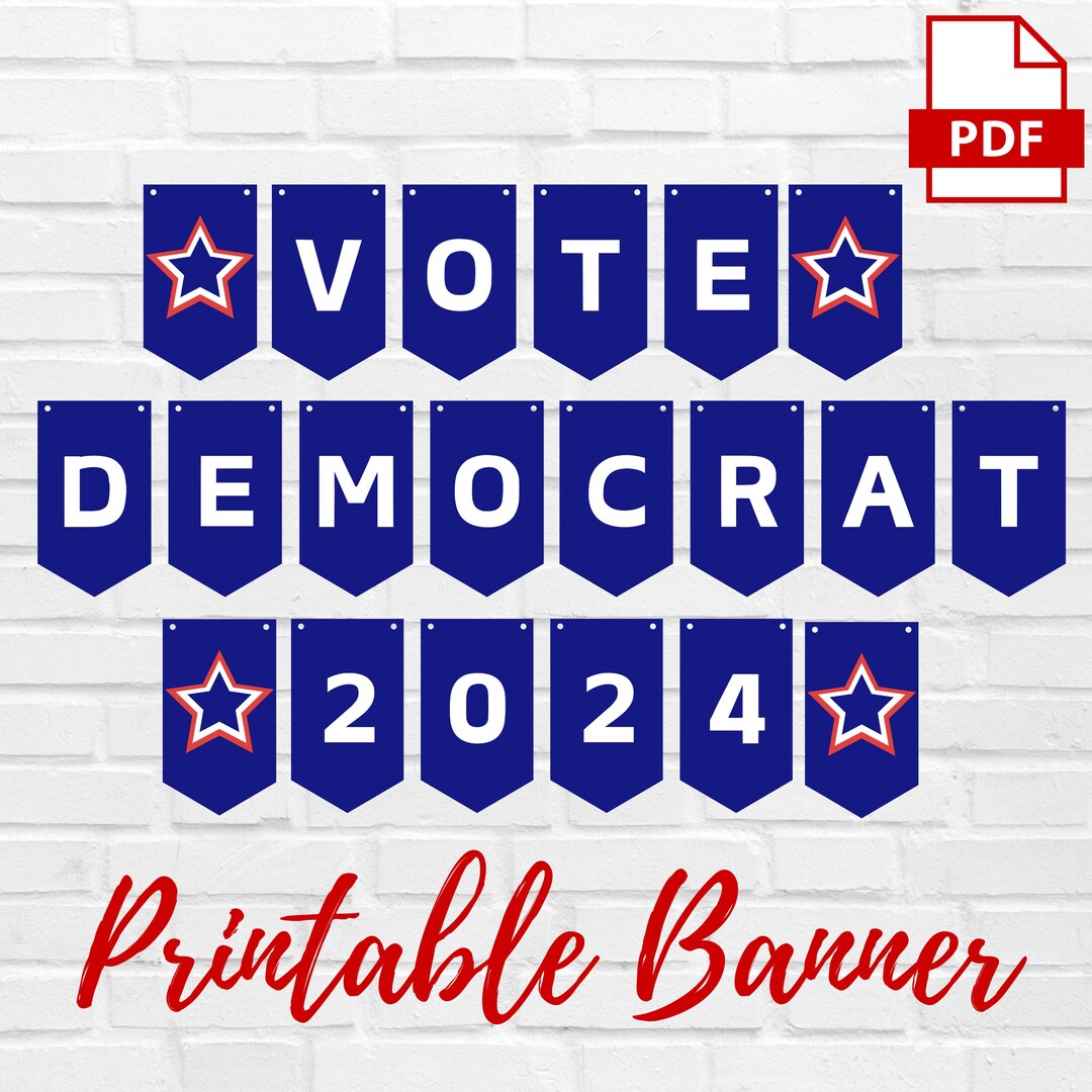 Vote Democrat 2024 Printable Banner, PDF Download Banner, Harris Walz ...