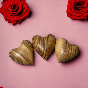 Olive Wood Heart | Hand-Carved 3D Holy Land Gift for Valentine’s & Home Decor (1.5 Inch)