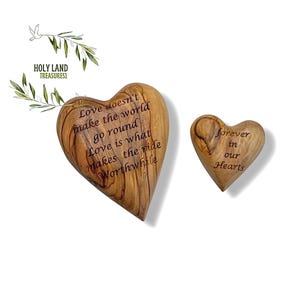 Hand Carved Olive Wood Heart: 3D Holy Land Gift