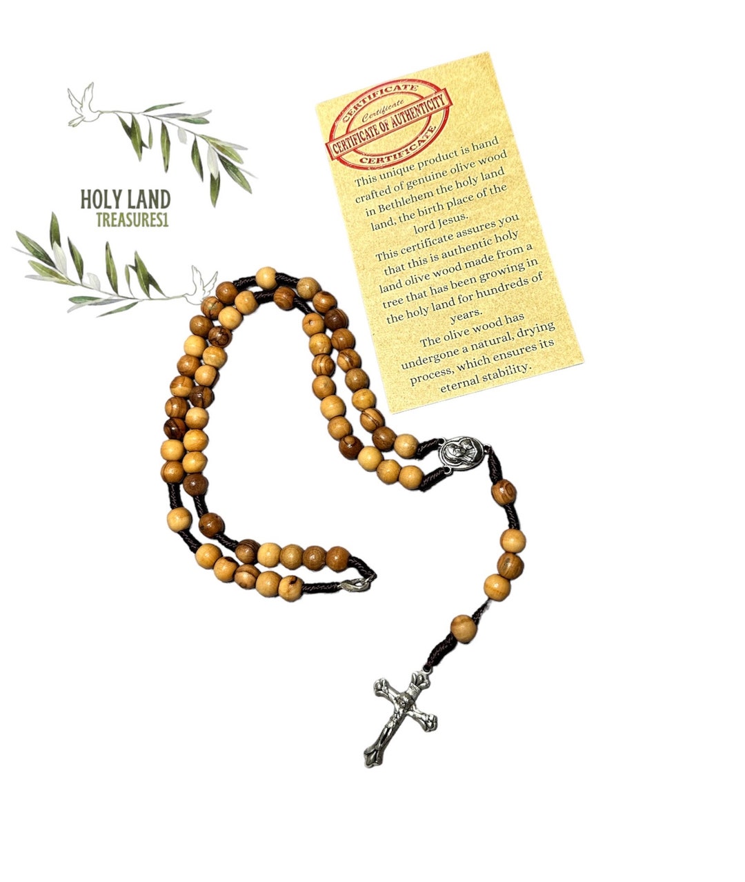 Olive Wood Rosary With Soil From Bethlehem the Holy Land , Wooden Holy ...
