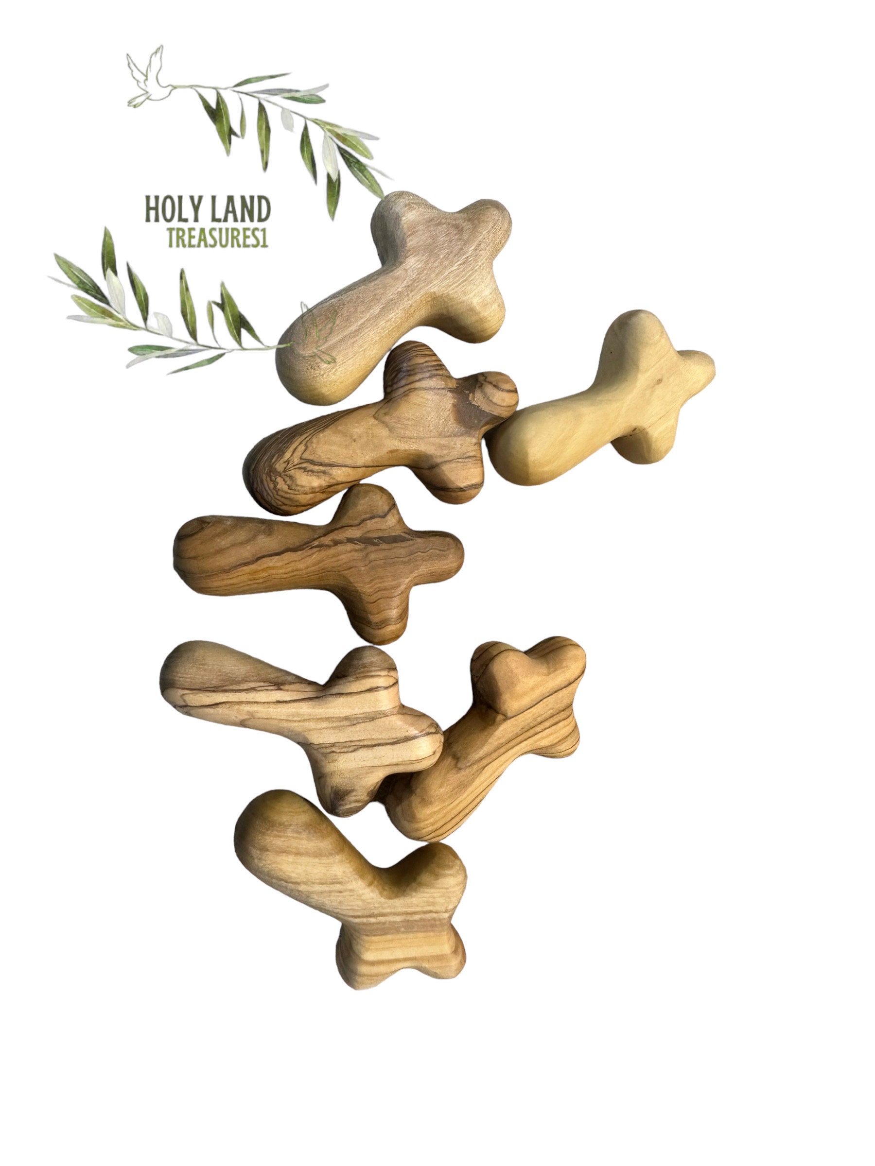 Holy Land Comfort Cross, Olive Wood Cross, Handheld Palm Praying Cross