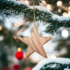 Wodeen Star Ornaments, Christmas Tree Ornament Made of Olive wood in the Holy Land, olive wood star ornament , Christmas gift