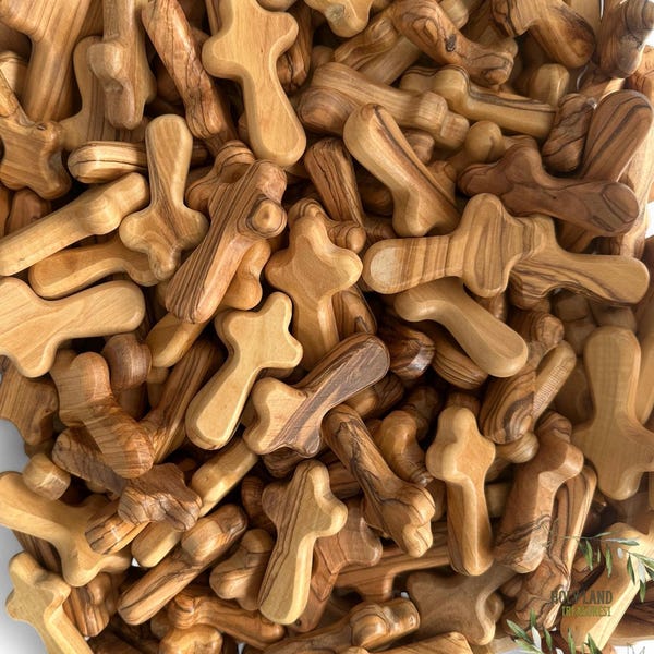 Olive Wood Comfort Cross: Hand-Held Palm Prayer Cross