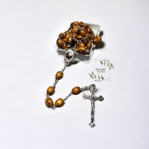 Handcrafted Wooden Rosary with Holy Land Soil & Silver Cross, 22&quot;