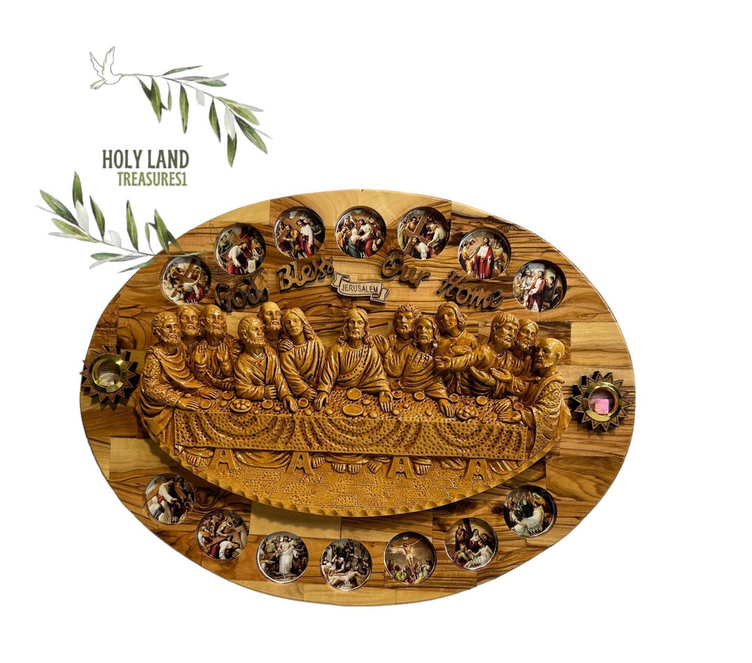 Olive Wood Last Supper Wall Plaque, Holy Land Decor - Etsy