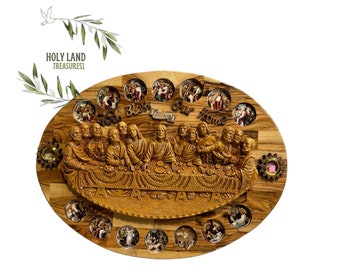 Olive wood Last Supper wall Plaque, 3D Wall Hanging plaque made in the holy land, god bless our home plaque , Religious Gift ,Wall art Décor