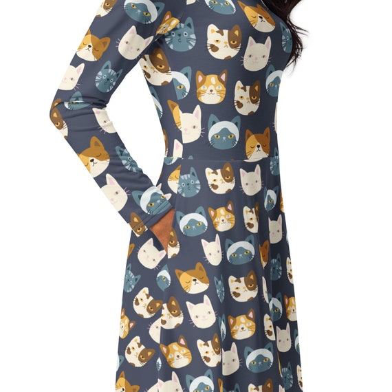 Purr-fectly Playful Dress: Blue Cat Faces Edition Purr-fectly Playful Dress: Blue Cat Faces Edition