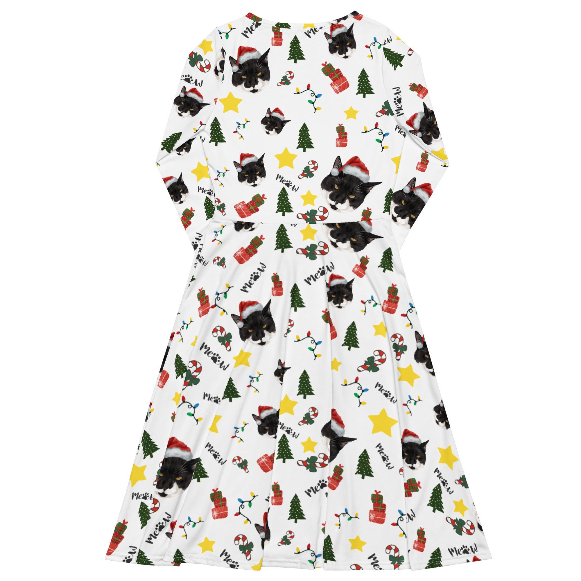 Christmas Cat Holiday Party Dress, Meowy, Cat Lover Gift