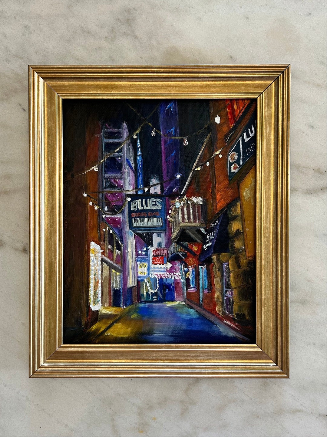 Nashville Printers Alley Oil Painting Airbnb Art Decor Etsy