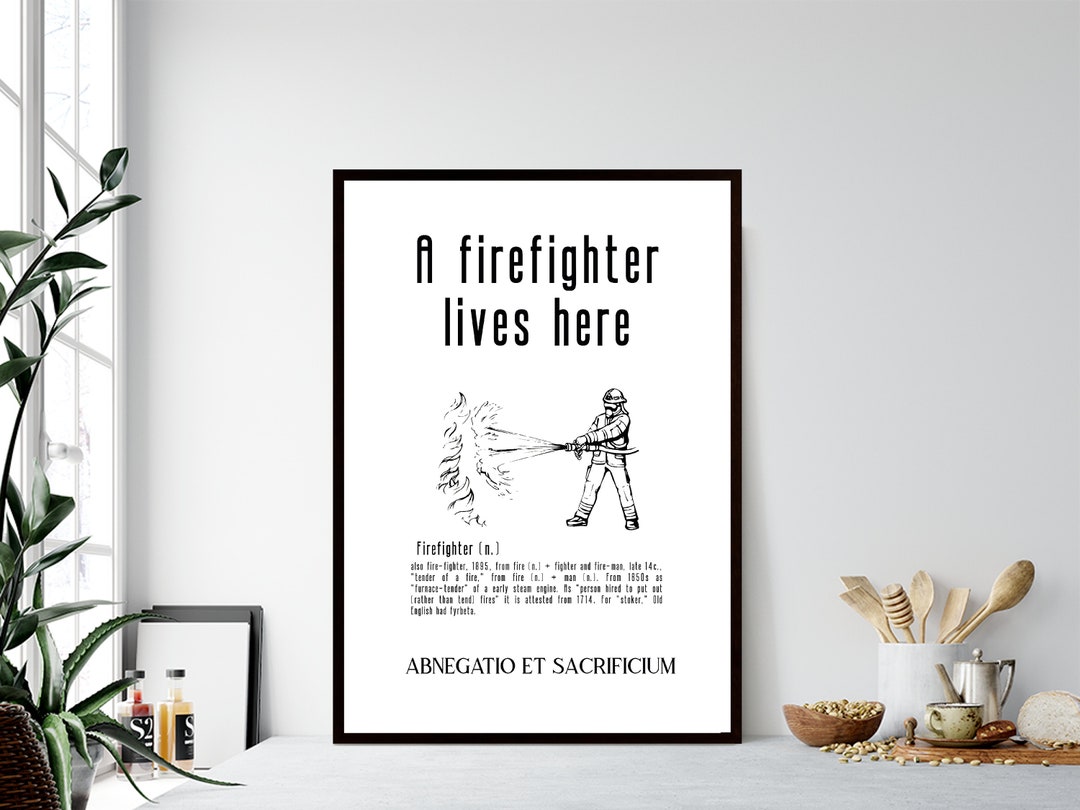 Firefighter Poster. Profession Job Poster Digital Art Illustration Work ...