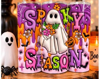Spooky Season Ghost Tumbler, Halloween Travel Cup, 20oz