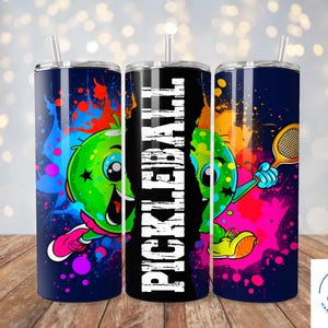 Colorful Pickleball Fan 20oz Tumbler, Pickball Skinny Tumbler, For Hot and Cold Beverages, Birthday Gift Ideas For Him And Her