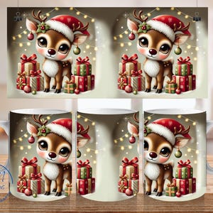 Colorful Christmas Santa Reindeer, 11oz Mug, A Great Christmas gift For Family, Friends, And Co-Workers