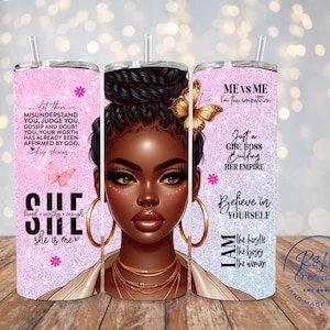 Black Girl 20oz Tumbler, African American Skinny Tumbler, Inspirational Tumbler For women, African Queen Tumbler, Black Pride Tumbler