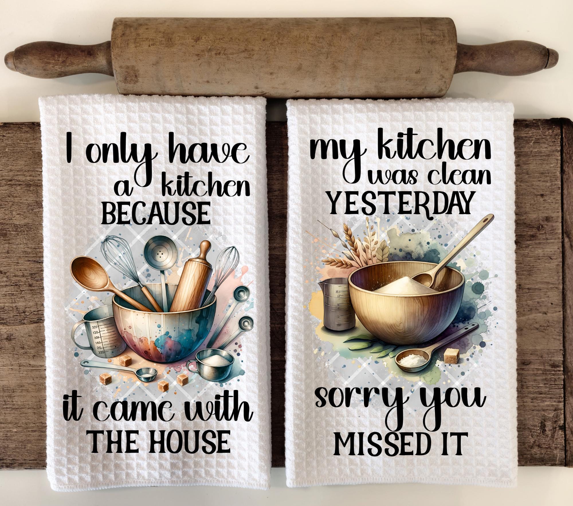 Funny Kitchen Towel Set, Sarcastic Waffle-weave Dish Towels - Etsy