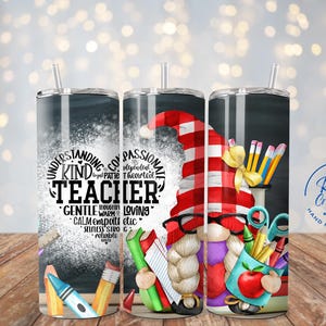 Teacher Gnome 20oz Tumbler, Educator Travel Mug