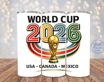 World Cup 2026 20oz Travel Tumbler, USA, Canada, Mexico Soccer Fan Cup