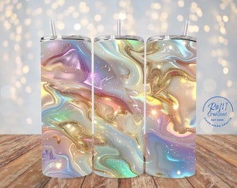Opal Glitter Stainless Steel Tumbler, Iridescent Shimmer