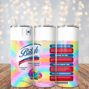 Funny Bitch Be Gone Tumbler - Lysol Parody Cup - Sarcastic Coffee Travel Mug - Humor Skinny Tumbler Gift-Bitch Be Gone Lysol Tumbler