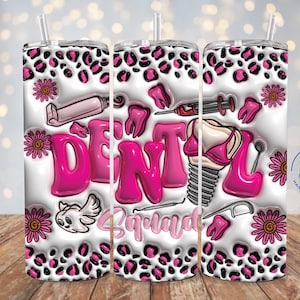 3D Dental Squad Pink Tumbler, Dental Gift, Hygiene Gift