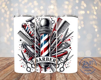 Barber Shop Tumbler, Barber Tools Design, Gift For Him