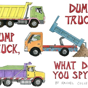 Livre pour enfants sur un camion à benne basculante, livre pour tout-petit, camions de construction, livre pour enfant sur un camion, J'espionne, cadeau garçon