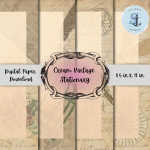 Cream Vintage Stationary - INSTANT DIGITAL DOWNLOAD - 8.5x11 in