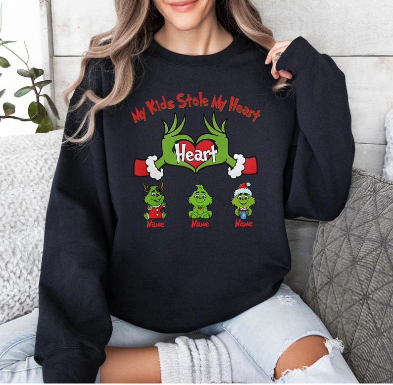 Christmas Kids Name Sweatshirt, Personalized My Kids Stole My Heart