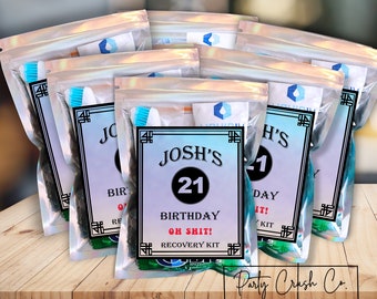 Personalized Gift Idea for Men Man Guy Birthday Party Hangover Recovery Kit Bag, Favor 21st twenty one 25 30 35th 40 50 Hang Over Decoration