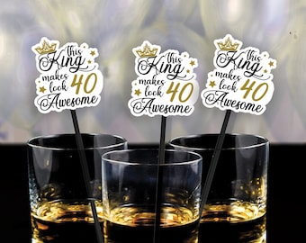 Fun Custom Birthday Cocktail Drink Stirrer, Adult 30th 21st 35th 40th 50th 60th 70th Party Decoration Favor Personalized Swizzle Stir Stick