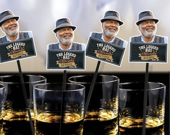 Retirement Fun Custom Face Photo Cocktail Drink Stirrer Office Party Decoration Favor Idea Legend Retired Personalized Swizzle Stir Stick