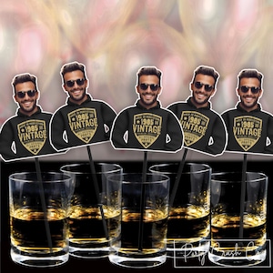 Face Photo Birthday Cocktail Drink Stirrer, Party Decoration Favor Personalized Swizzle Stir Stick Aged to perfection Men Hoodie 40th 50 60