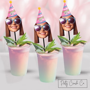 Custom Face Cocktail Drink Stirrers, Adult Birthday Party Decorations, 30th Birthday Decor, Personalized Swizzle Sticks 21st 35th 40th 50th