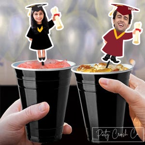 Custom Face Photo Graduation Drink Stirrer Party Decoration Favor Class of 2025 High School College Graduate Funny Personalized  Stir Stick