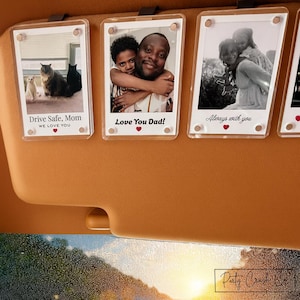 Personalized Photo Magnetic Car Visor Clip Custom Dad Valentines Gift For Him Family, Couple, Drive Safe Daddy Husband Boyfriend Car Lover