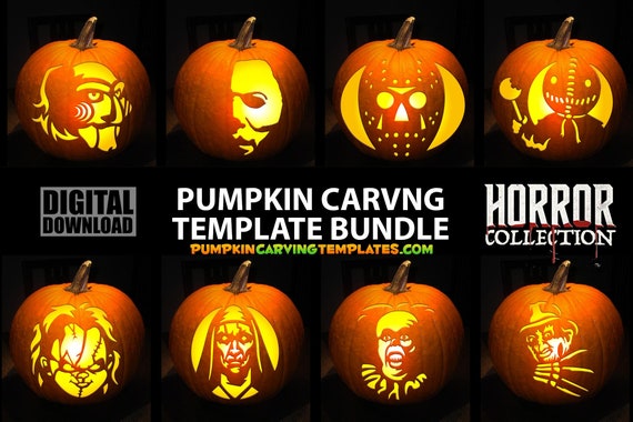 Animated Horror Bundle 3 Pumpkin Carving Template Stencil