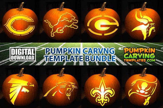 Animated Football Bundle 4 Pumpkin Carving Template Stencil
