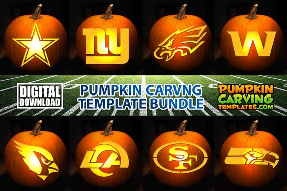 Animated Football Bundle 3 Pumpkin Carving Template Stencil