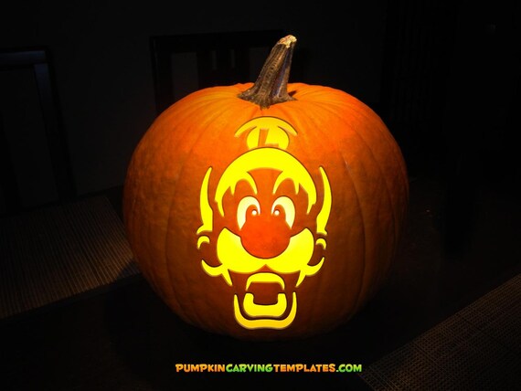 Luigi Pumpkin Carving Template Stencil Instant Download Print - Etsy